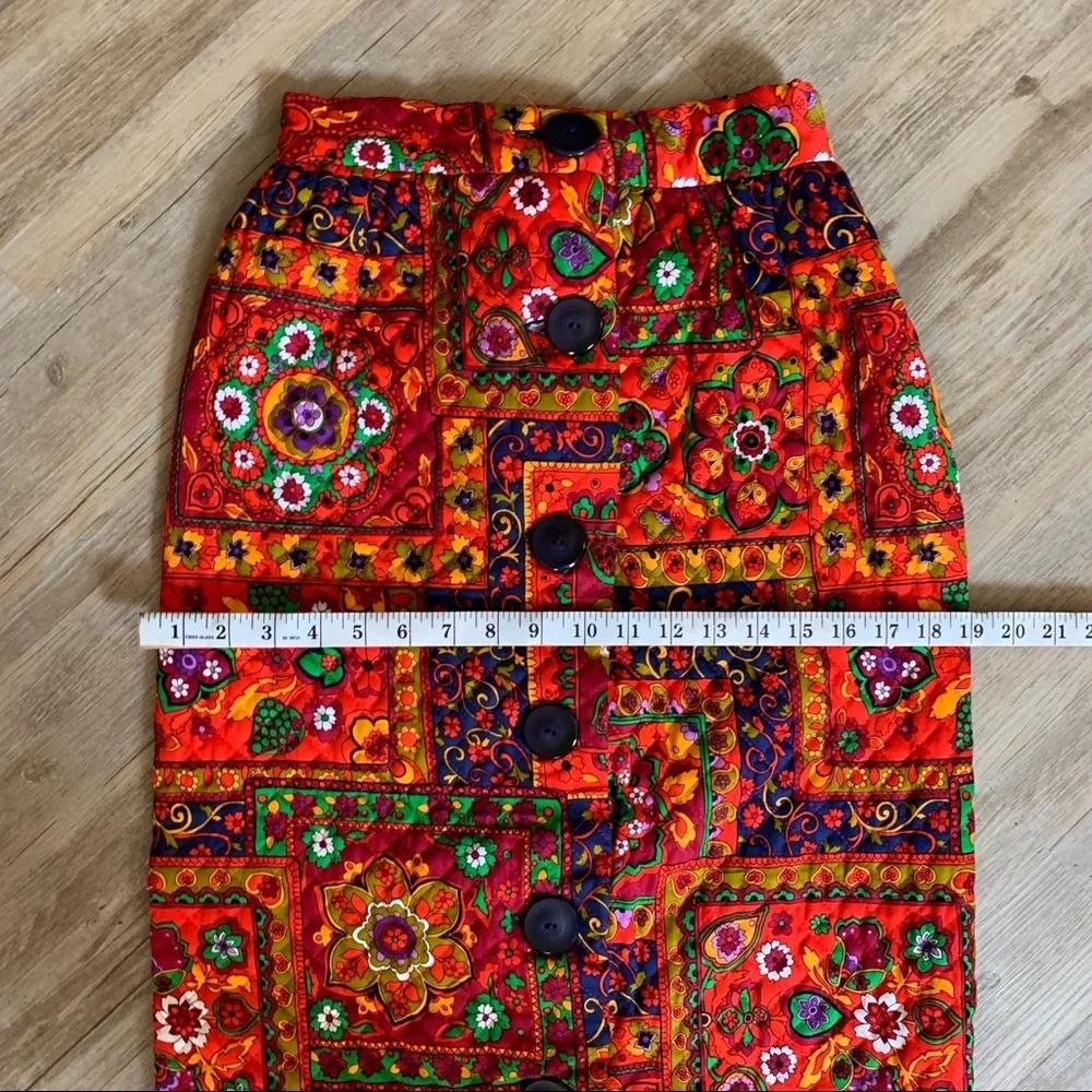 Vintage Skirt Hippy Mod 70s Homemade Skirt Quilted Maxi Medallion - Picture 9 of 15